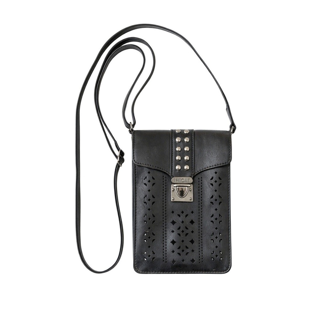 INICAT Studded Black Faux Leather RFID Blocking Small‎ Crossbody Purse Festival